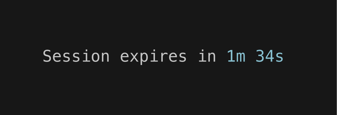A countdown reading "Session expires in 1m 34s"