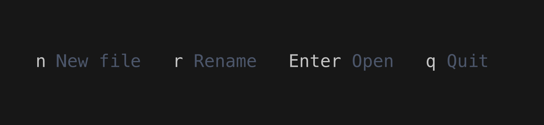 A hint bar listing four keys and their descriptions