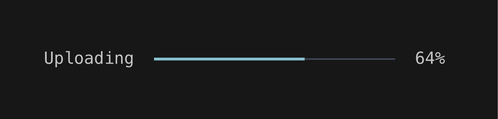 A progress bar filled to 64 percent
