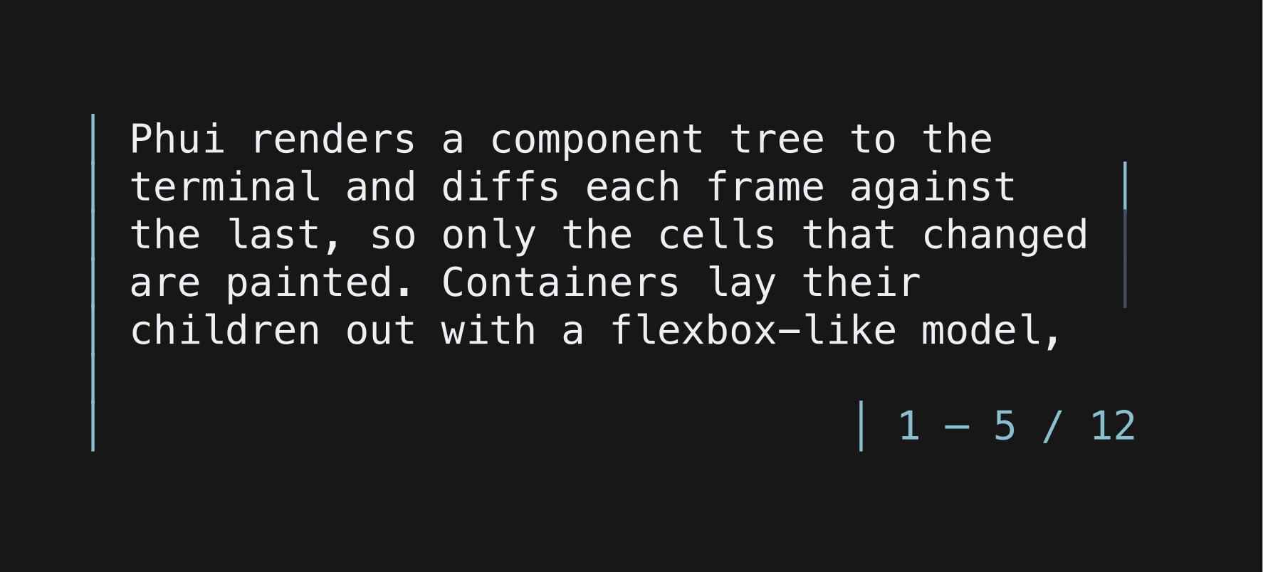 A wrapped block of text with a scrollbar and a position line